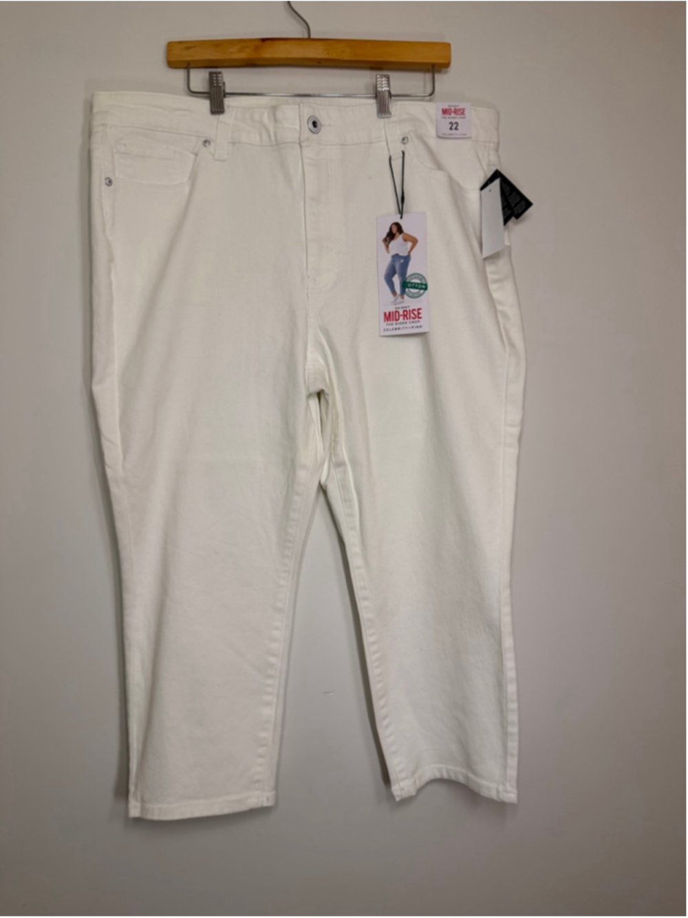 Celebrity Pink White Mid Rise Rider Crop Skinny Jeans Plus 22 NWT Summer Women